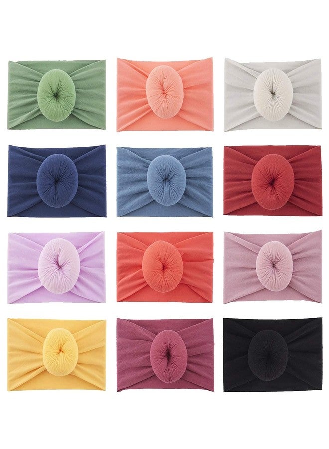 WHISKET Baby Girls Turban Headbands Newborn Round Knot Wide Headwrap for Infant Toddler Boys Hair Accessories [Multi Colors] (6) - Image 1
