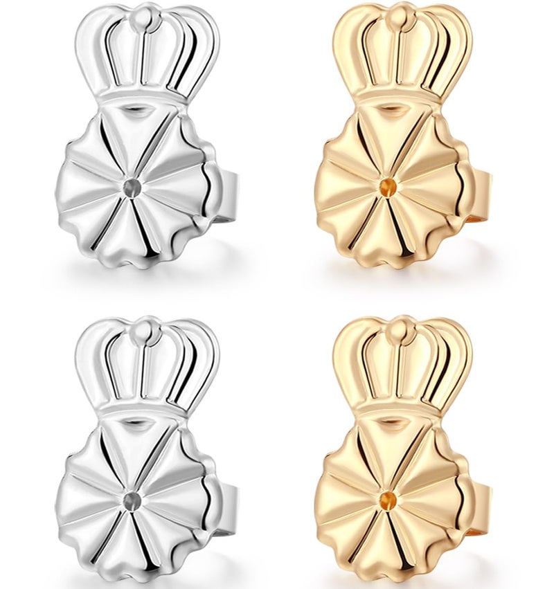 DELECOE Earring Lifters Hypoallergenic Earring Backs for Droopy Ears Adjustable 14K Gold Plated Secure Backs Repacements for Heavy Studs Droopy Earrings GoldSilver
