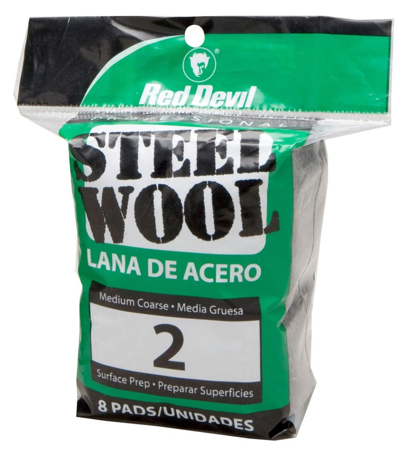 Red Devil 0325 Steel Wool 2 Medium Coarse Pack of 8