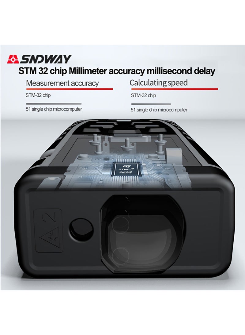 SNDWAY Laser Measure 100M, Ft/in/M Unit Switch Digital Laser Tape Measure with Bubble Level Laser Measurement Tool, LCD Backlit Laser Distance Measure Pythagorean Mode Area and Volume Measuring - Image 3