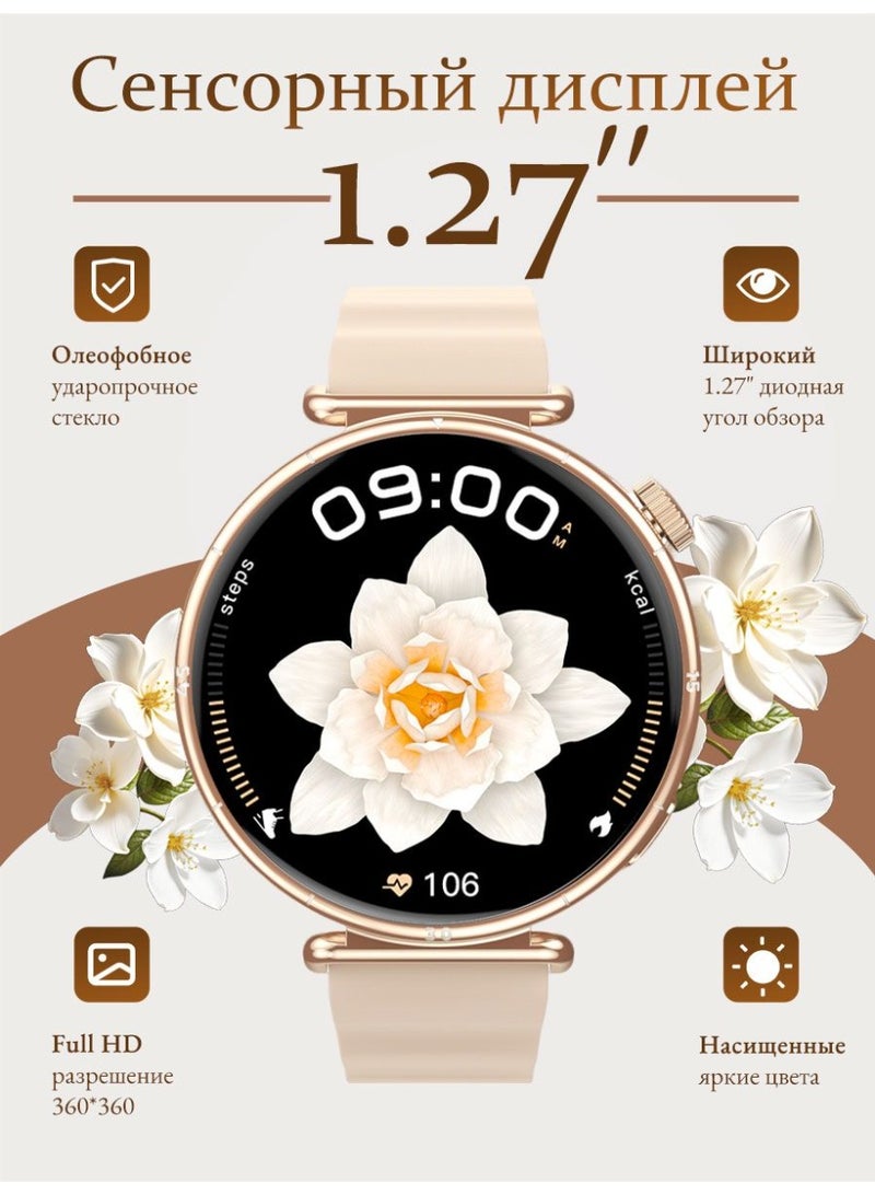 ساعة ذكية للنساء، شاشة AMOLED مقاس 1.27 بوصة، الرد وإجراء المكالمات، متتبع اللياقة البدنية، مقاومة للماء IP68 - Image 2