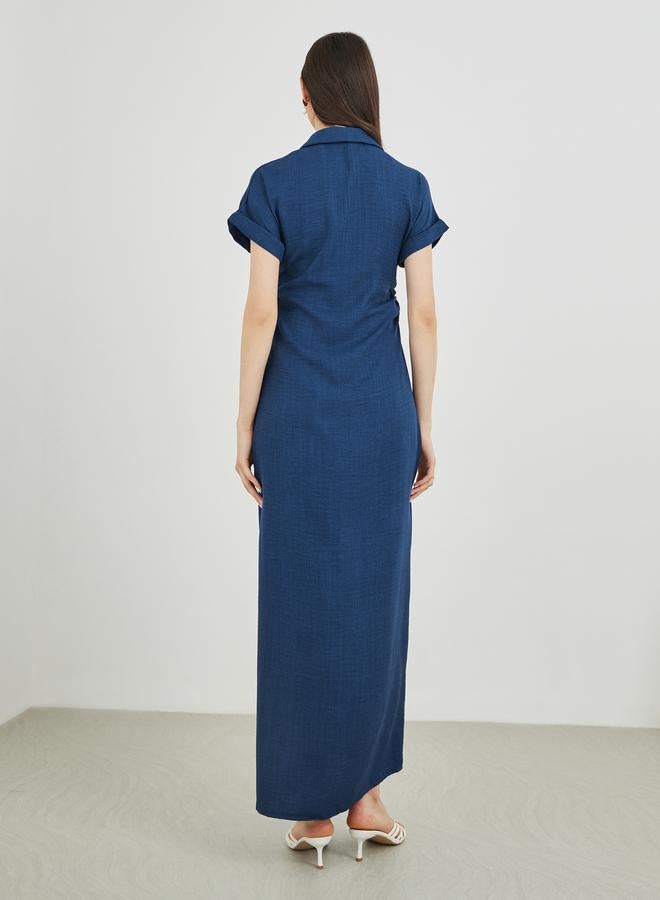 Take Two Solid Collared Buttoned Shirt Maxi Dress - Image 5