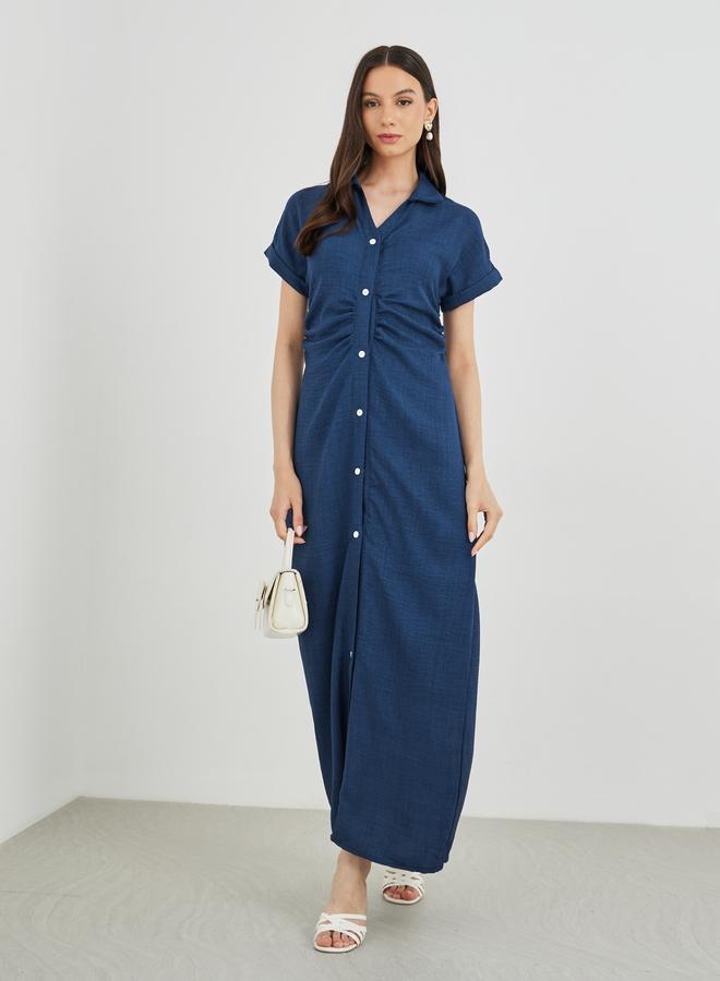 Take Two Solid Collared Buttoned Shirt Maxi Dress - Image 2