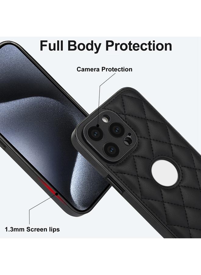 S-TOP Case For iPhone 15 Pro Max Rhombic Leather Back Cover Phone Case - Image 3