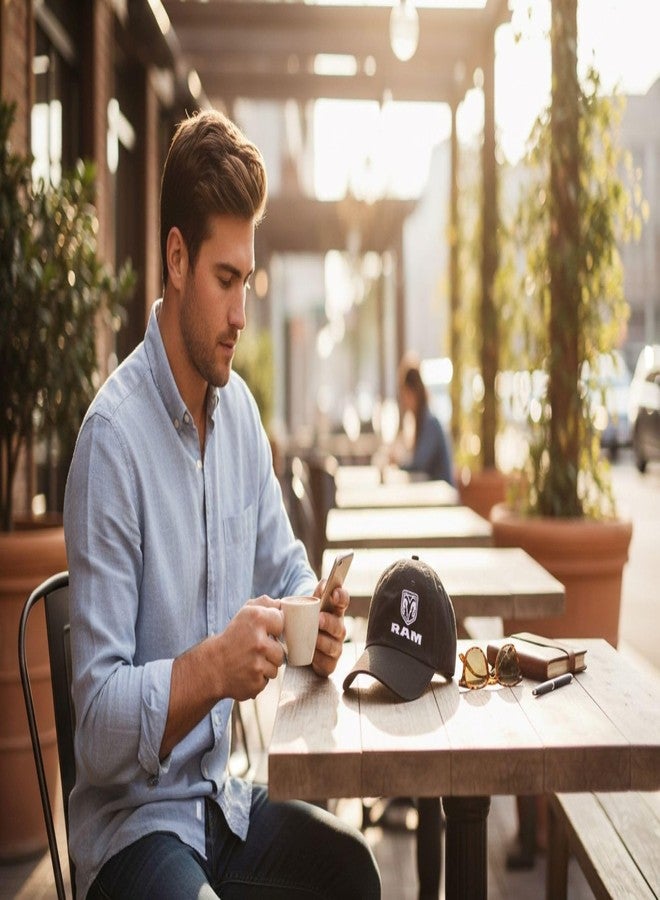رام قبعة رجالية غير رسمية من قماش قطني مضلع مصقول من رام تراكس، لون أسود - Image 4