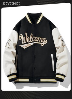 Joychic Spring Autumn and Winter Trendy Versatile Letter Embroidered Color-Blocked Baseball Jacket Warm Windproof Uniform Coat for Men  - Image 2