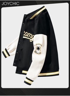 Joychic Spring Autumn and Winter Trendy Versatile Letter Embroidered Color-Blocked Baseball Jacket Warm Windproof Uniform Coat for Men  - Image 3