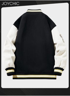Joychic Spring Autumn and Winter Trendy Versatile Letter Embroidered Color-Blocked Baseball Jacket Warm Windproof Uniform Coat for Men  - Image 4