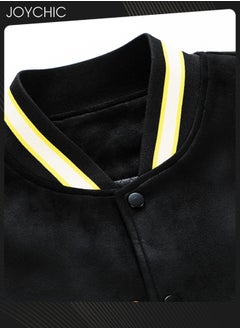 Joychic Spring Autumn and Winter Trendy Versatile Letter Embroidered Color-Blocked Baseball Jacket Warm Windproof Uniform Coat for Men  - Image 5