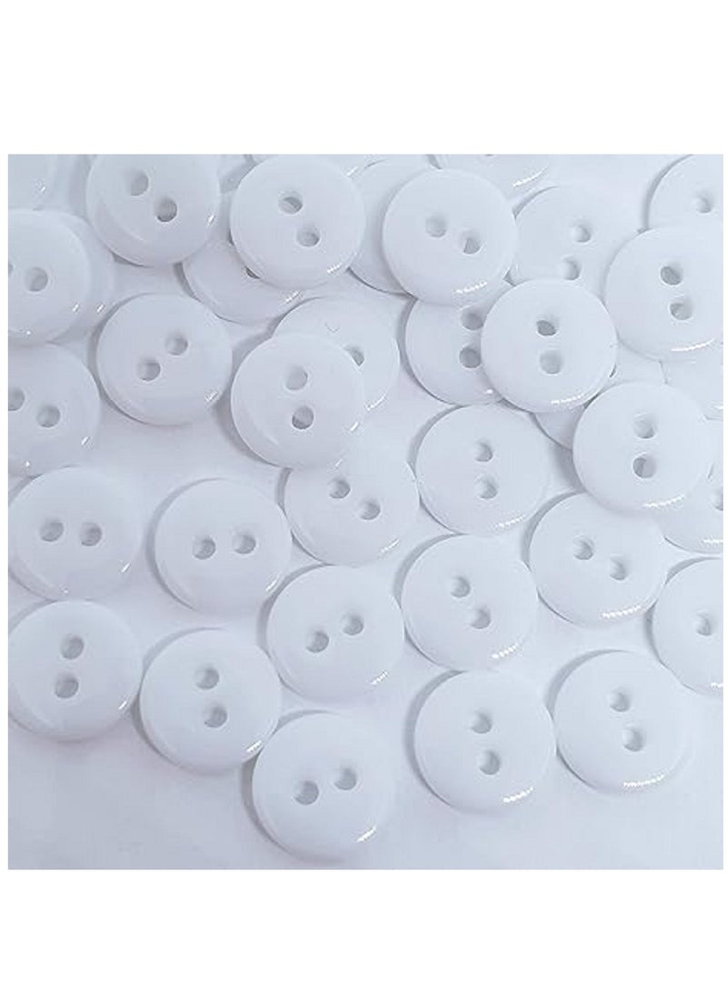 120pcs 10mm White 2 Holes Small Round Sewing Buttons - Image 1