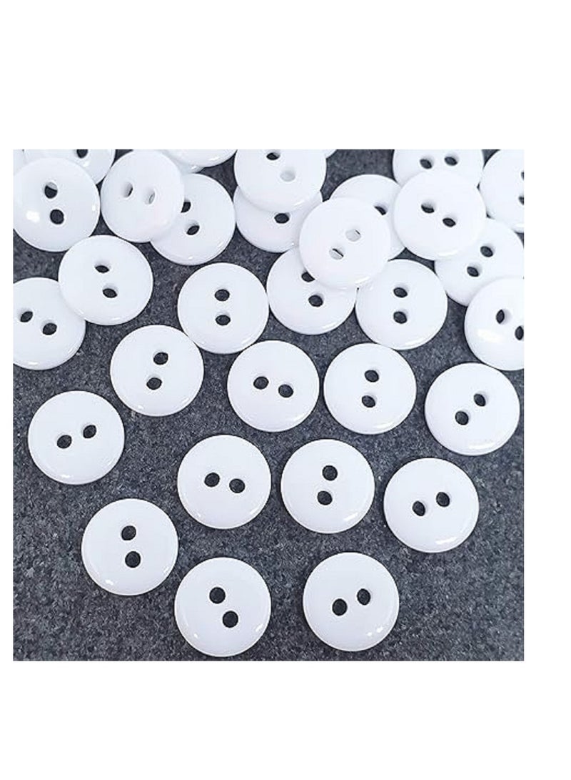 120pcs 10mm White 2 Holes Small Round Sewing Buttons - Image 3