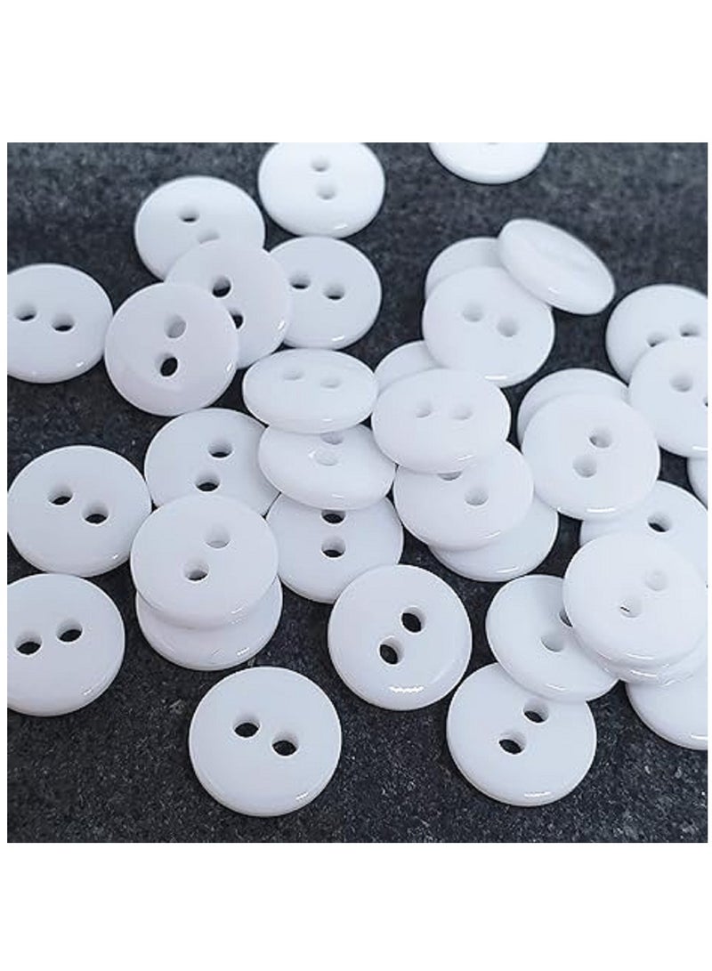 120pcs 10mm White 2 Holes Small Round Sewing Buttons - Image 2
