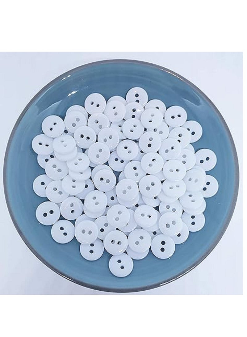 120pcs 10mm White 2 Holes Small Round Sewing Buttons - Image 4