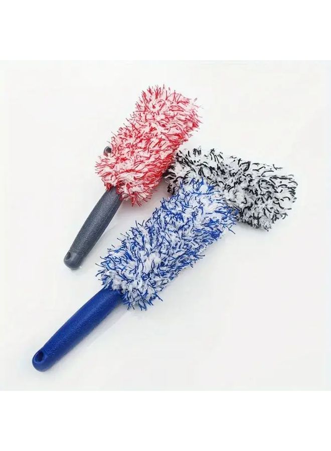 Blue Microfiber Car Wheel Brush PP Handle Tire Cleaning Scrubber Auto Detailing Rim Dust Remover - Image 2