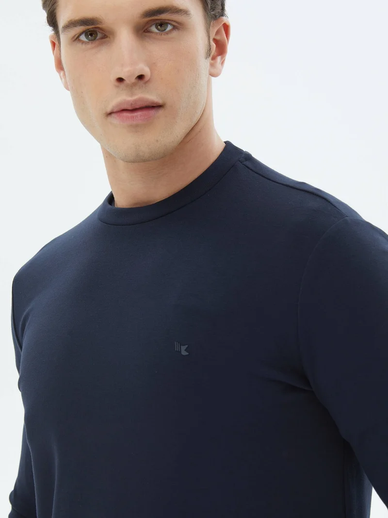 Kip Navy Blue Crew Neck Sweatshirt