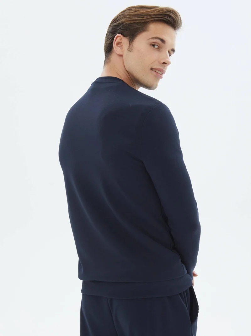 Kip Navy Blue Crew Neck Sweatshirt