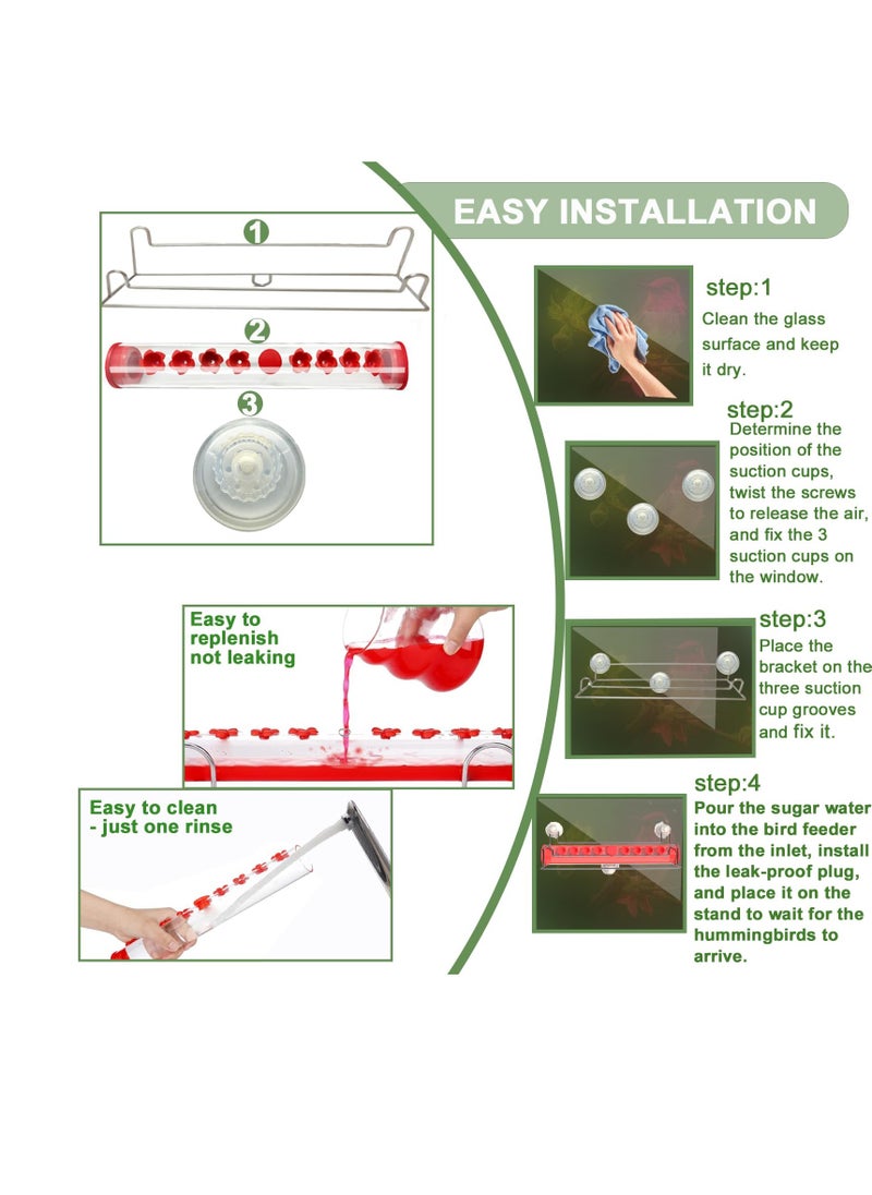 Excefore - Window Hummingbird Feeder for Outdoors Strong Suction Cup Hummingbird Feeder for Window with 8 Feeding Ports Hummingbird Feeder Window Mount Ant and Bee Proof Easy to Clean and Refill - Image 1