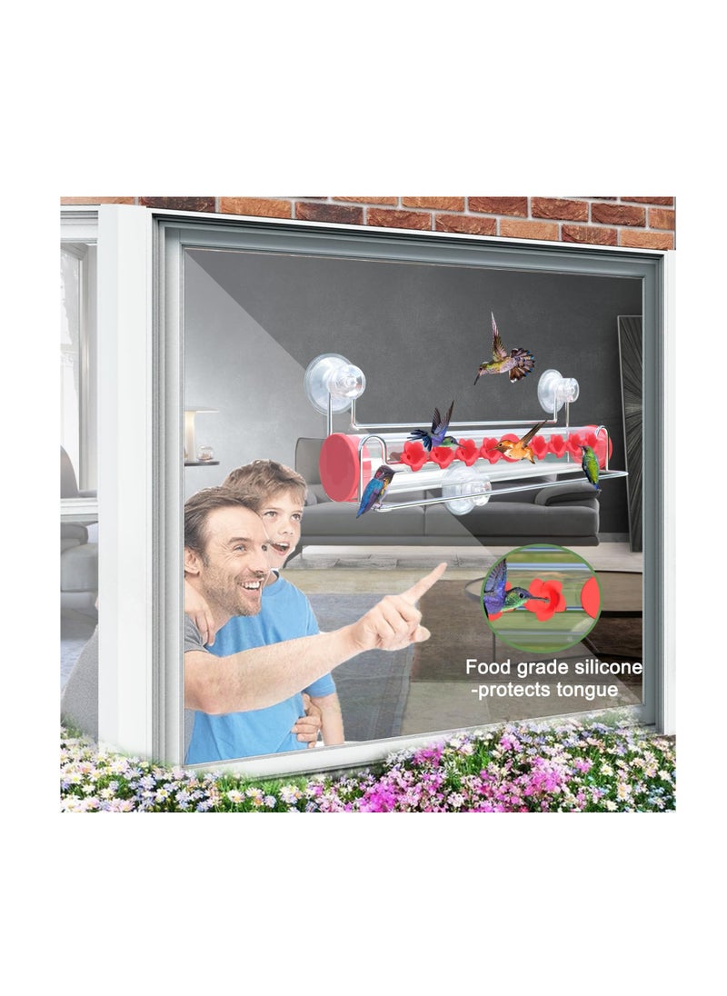Excefore - Window Hummingbird Feeder for Outdoors Strong Suction Cup Hummingbird Feeder for Window with 8 Feeding Ports Hummingbird Feeder Window Mount Ant and Bee Proof Easy to Clean and Refill - Image 1