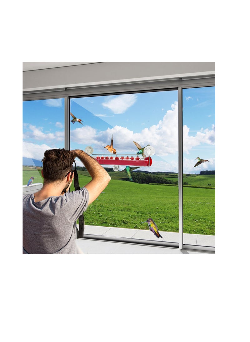 Excefore - Window Hummingbird Feeder for Outdoors Strong Suction Cup Hummingbird Feeder for Window with 8 Feeding Ports Hummingbird Feeder Window Mount Ant and Bee Proof Easy to Clean and Refill - Image 1