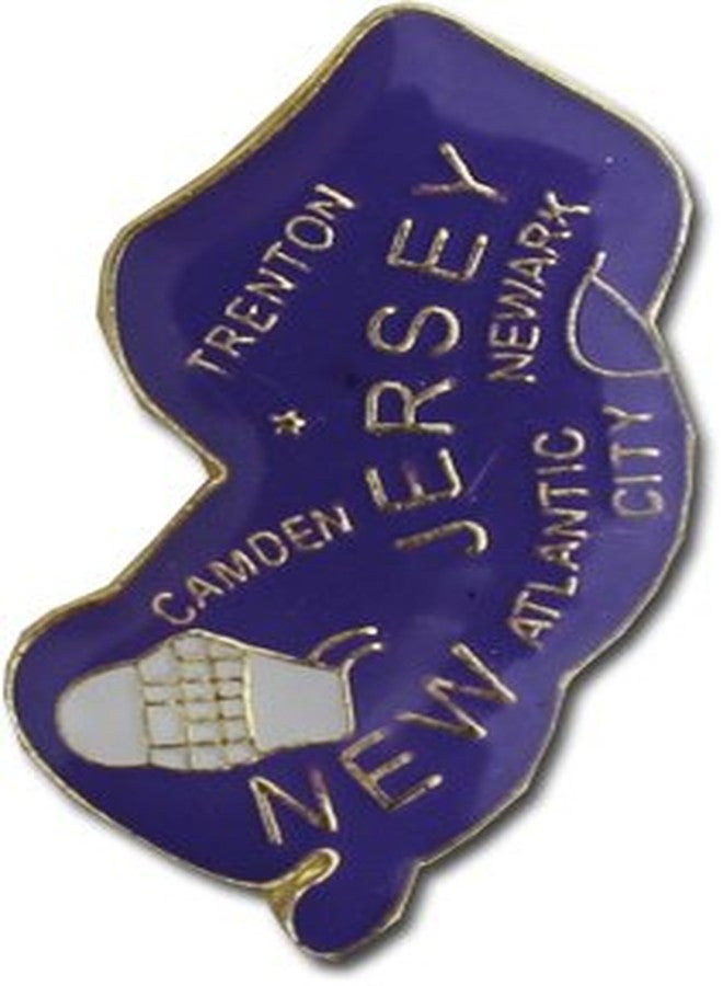 Flagline New Jersey State Map Die-struck Metal Lapel Pin with Butterfly Clasp Closure - Image 2