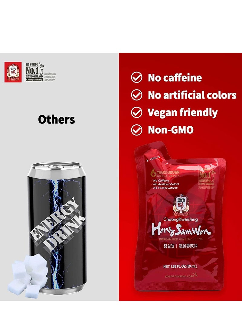 تشونغ كوان جانغ مشروب الجينسنغ الأحمر الكوري ١٠٠٪ - خالٍ من الكافيين (هونغ سام وون) | مجموعة من ٣ علب | ١٠ أكياس في كل علبة | - Image 2