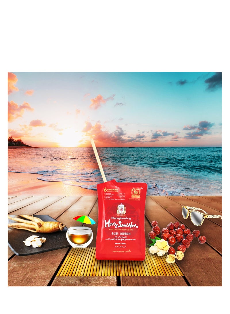 تشونغ كوان جانغ مشروب الجينسنغ الأحمر الكوري ١٠٠٪ - خالٍ من الكافيين (هونغ سام وون) | مجموعة من ٣ علب | ١٠ أكياس في كل علبة | - Image 4