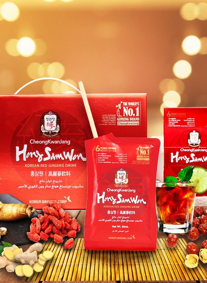 تشونغ كوان جانغ مشروب الجينسنغ الأحمر الكوري ١٠٠٪ - خالٍ من الكافيين (هونغ سام وون) | مجموعة من ٣ علب | ١٠ أكياس في كل علبة | - Image 5
