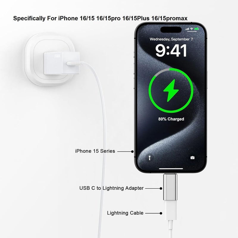 Lowfe (Apple [MFi Certified Lightning to USB C Adapter, Lightning Female to Type-C Male Connector for iPhone 17/17pro/pro Max16/15 16/15 Plus 16/15 Pro 16/15 Pro Max/iPad Pro/Air/Mini, Support Fast Charging - Image 2