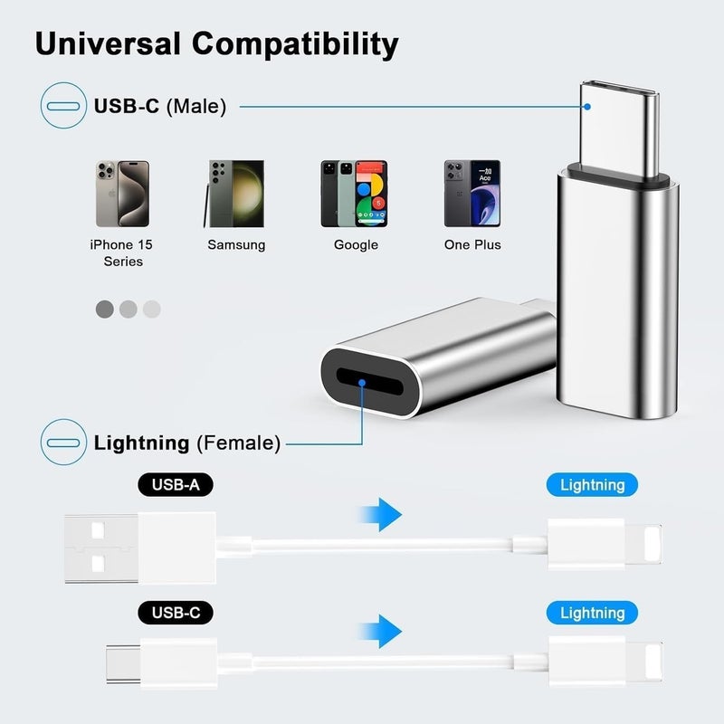 Lowfe (Apple [MFi Certified Lightning to USB C Adapter, Lightning Female to Type-C Male Connector for iPhone 17/17pro/pro Max16/15 16/15 Plus 16/15 Pro 16/15 Pro Max/iPad Pro/Air/Mini, Support Fast Charging - Image 4