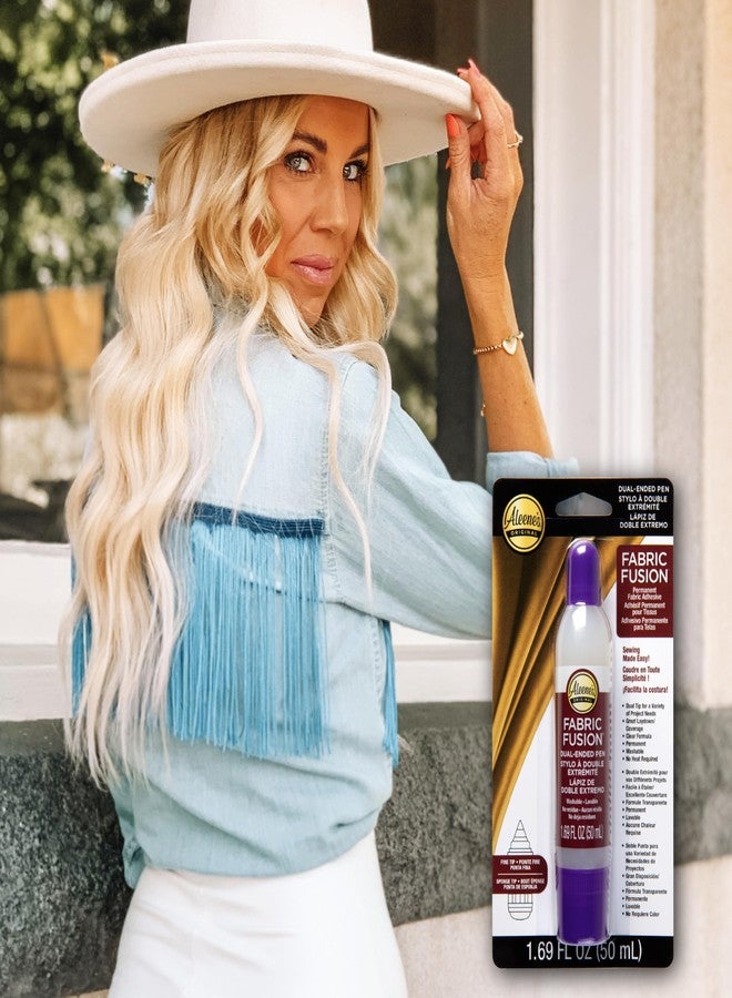 Aleene's غراء ألينز فيبر فيوجن 1.6 أونصة قلم مزدوج الطرف، طرف رفيع وطرف إسفنجي، غير سام، لاصق دائم وقابل للغسل، يجف مرنًا، رابطة قوية على الأقمشة، الرقع، الملابس، الجينز، المواد - Image 5