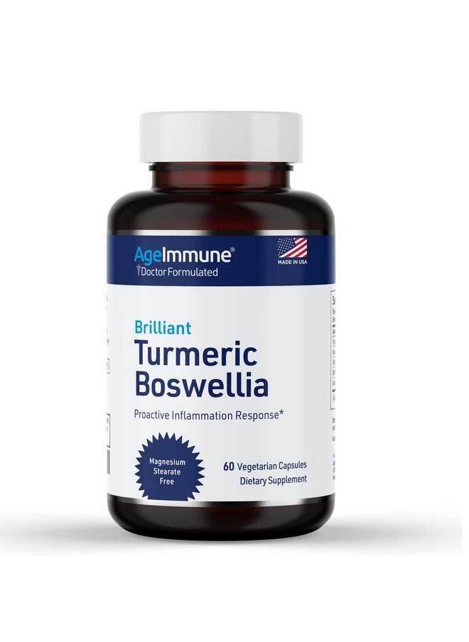 AgeImmune - Turmeric Curcumin (800Mg) And Boswellia Serrata (600Mg) Herbal Supplement With Black Pepper As Bioperine Inulin And Turmeric 95% Extract (100Mg) For Healthy Inflammation Response. (60 Capsules) - Image 1