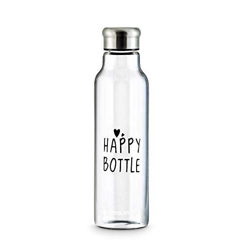 Freelance Happy Bottle Glass Water Bottle, 900 ml Black - Borosilicate Glass Bottle for Fridge - BPA-Free, Leak-Proof Lid for Office, Gym, Outdoors - Eco-Friendly, Reusable Water Bottle Glass - Image 1