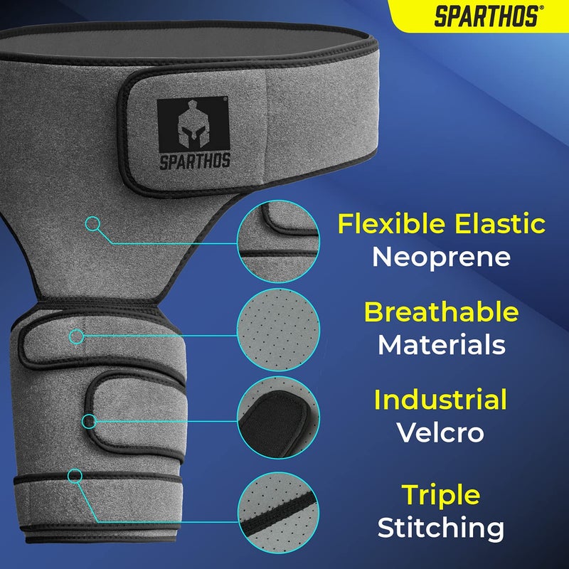 Sparthos Sciatic Nerve Brace - Hip Support Belt - Sciatica, SI Joint, Hamstring Pain Relief - Orthopedic Thigh Groin Compression Wrap - Sacroiliac Siatic Siatica Strain - For Men & Women (Left Leg) - Image 5