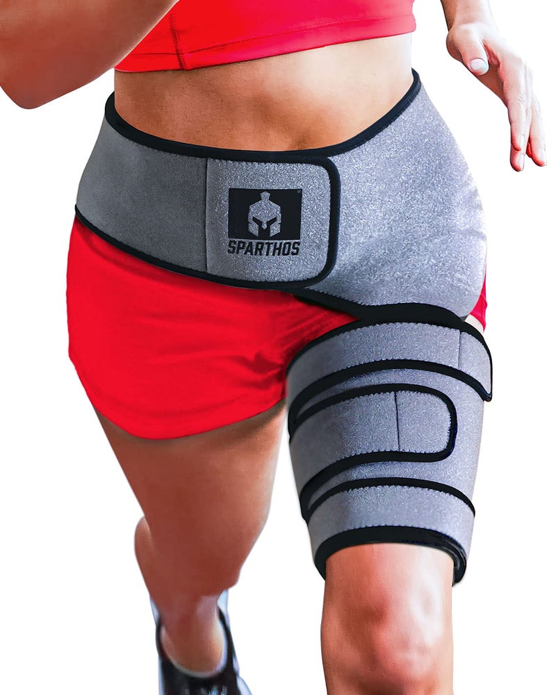 Sparthos Sciatic Nerve Brace - Hip Support Belt - Sciatica, SI Joint, Hamstring Pain Relief - Orthopedic Thigh Groin Compression Wrap - Sacroiliac Siatic Siatica Strain - For Men & Women (Left Leg) - Image 1