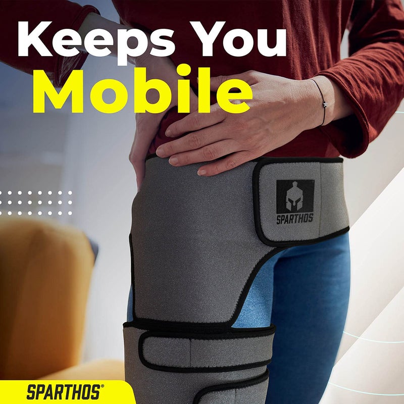 Sparthos Sciatic Nerve Brace - Hip Support Belt - Sciatica, SI Joint, Hamstring Pain Relief - Orthopedic Thigh Groin Compression Wrap - Sacroiliac Siatic Siatica Strain - For Men & Women (Left Leg) - Image 4