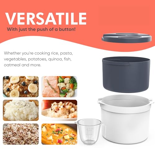 Zwippy Microwave Rice Cooker Steamer and Pasta Cooker with Strainer - Mess-Free Design, Dishwasher Safe, Cooks Up to 8 Cups - Image 4