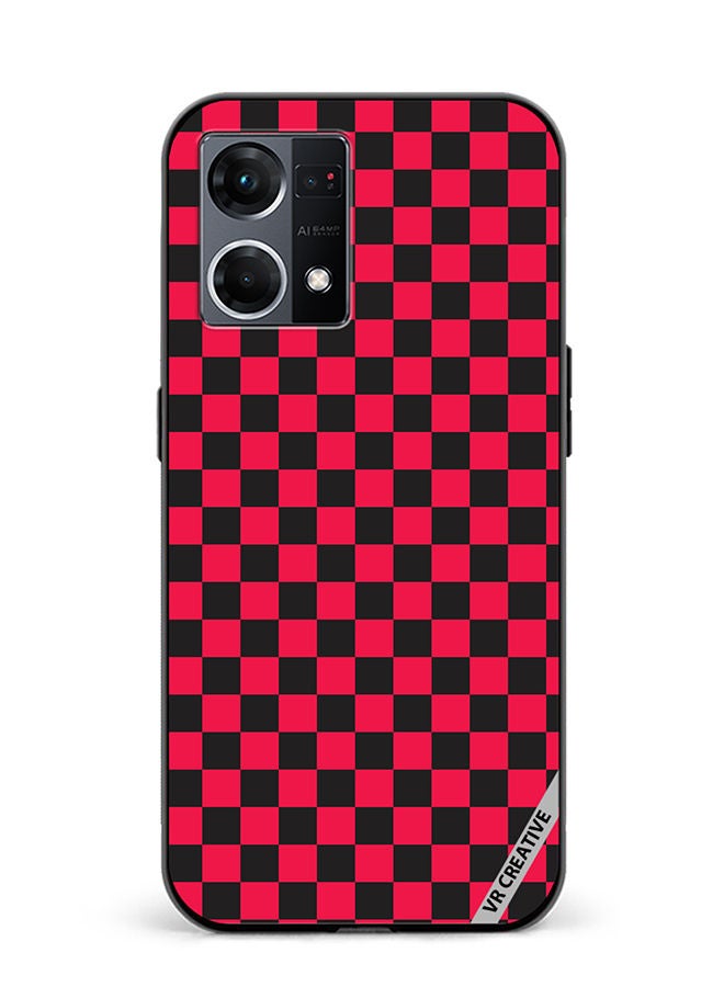 VR CREATIVE Protective Case Cover For Oppo Reno8 4G Checkerboard Vector Seamless Pattern Design Multicolour - Image 1