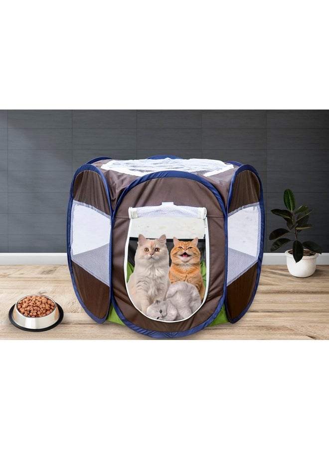 HomeCute Foldable Pet Playpen With Mesh Window,Pet Cage For Dogs And Cats,Tent Kennel And Carrying Case With Removable Zippered & Rollable Mesh Door For Travel Camping,Indoor & Outdoor Use (Chocolate)  - Image 4