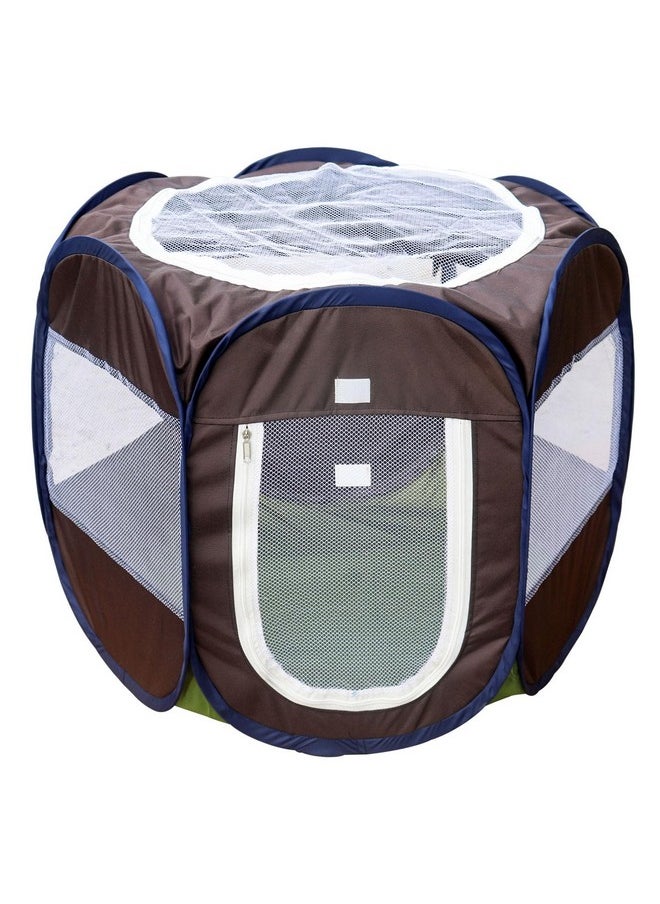 HomeCute Foldable Pet Playpen With Mesh Window,Pet Cage For Dogs And Cats,Tent Kennel And Carrying Case With Removable Zippered & Rollable Mesh Door For Travel Camping,Indoor & Outdoor Use (Chocolate)  - Image 1