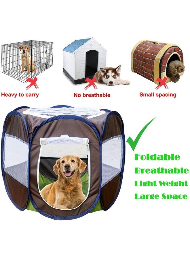 HomeCute Foldable Pet Playpen With Mesh Window,Pet Cage For Dogs And Cats,Tent Kennel And Carrying Case With Removable Zippered & Rollable Mesh Door For Travel Camping,Indoor & Outdoor Use (Chocolate)  - Image 3