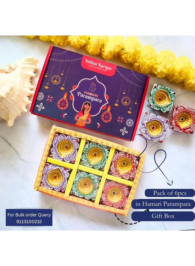 Indian Karigar Diwali Decoration Items for Home Decor 6 Diya for Diwali Diyas for Diwali Festival Terracotta Decorative Diyas for Diwali Diya Diwali Gifts (Diwali Decoration Items for Home Decor) - Image 5