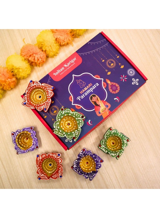 Indian Karigar Diwali Decoration Items for Home Decor 6 Diya for Diwali Diyas for Diwali Festival Terracotta Decorative Diyas for Diwali Diya Diwali Gifts (Diwali Decoration Items for Home Decor) - Image 1