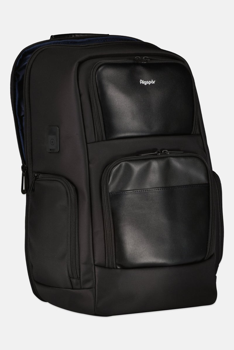 Algspar حقيبة ظهر لابتوب للرجال بشعار العلامة التجارية، سوداء - Image 3
