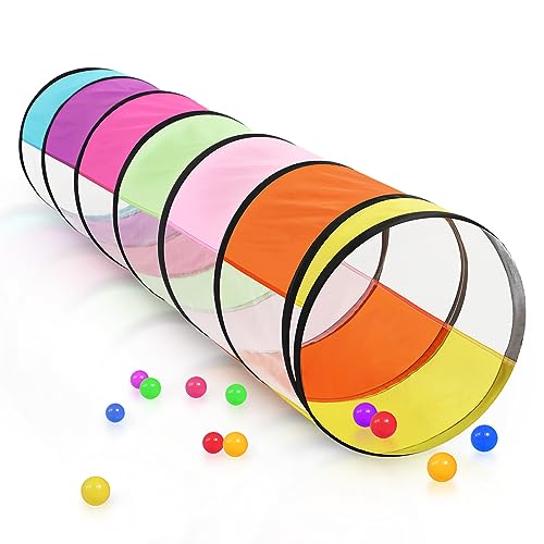 SweHouse Colorful Baby Play Tunnel for Toddlers with 2 Mesh Sides Kids Crawling Tunnel Play Tent Pop Up Toddlers Tunnel Cat Tunnel for Dogs Pets Indoor Outdoor Toy Gift - Image 1