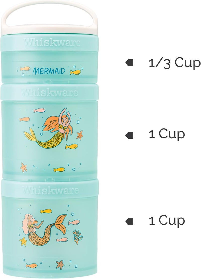 Whiskware حاويات وجبات خفيفة قابلة للتكديس للأطفال والرضع 3 أكواب وجبات خفيفة قابلة للتكديس للمدرسة أو السفر حزمة حورية البحر من 1 - Image 2