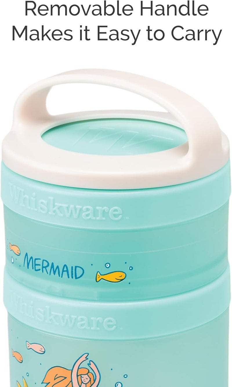 Whiskware حاويات وجبات خفيفة قابلة للتكديس للأطفال والرضع 3 أكواب وجبات خفيفة قابلة للتكديس للمدرسة أو السفر حزمة حورية البحر من 1 - Image 3