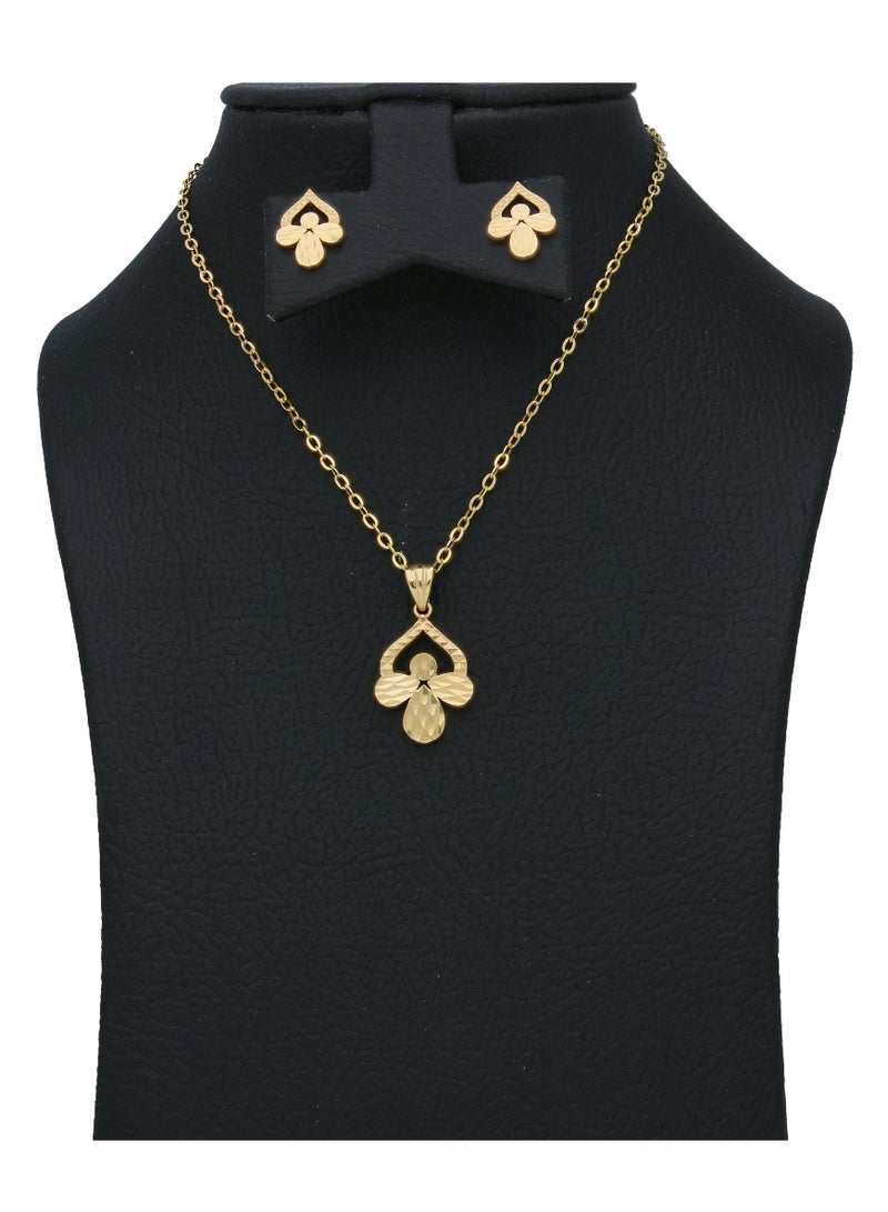 FK Jewellers Gold Petal Shaped Pendant Set 18KT  - Image 1