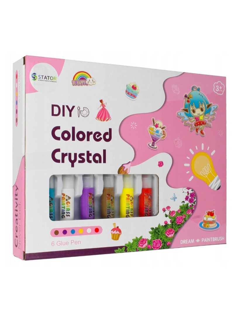 Glass Painting Kit for Kids, 6 Glue Pens, Keychain Charms, Cute Dessert Theme, Ages 3] - Image 3
