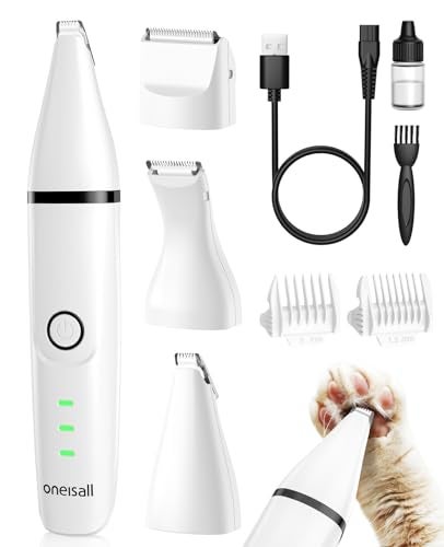 oneisall Cat Grooming Kit 3 in 1 Quiet Cat Clippers for Thick Matted Paw Hair Trimmer Heavy Coat Butt Shaver Cordless Pet Clippers Fur Trimmer for Dogs and Other Small Animals at Home Travel