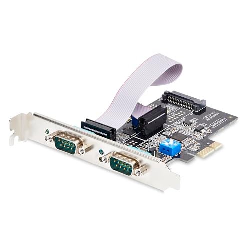 Startech.com StarTechcom 2Port Serial PCIe Card DualPort PCI Express to RS232RS422RS485 DB9 Serial Card StandardLowProfile Brackets 16C1050 UART ESD Protection WindowsLinux TAA - Image 1